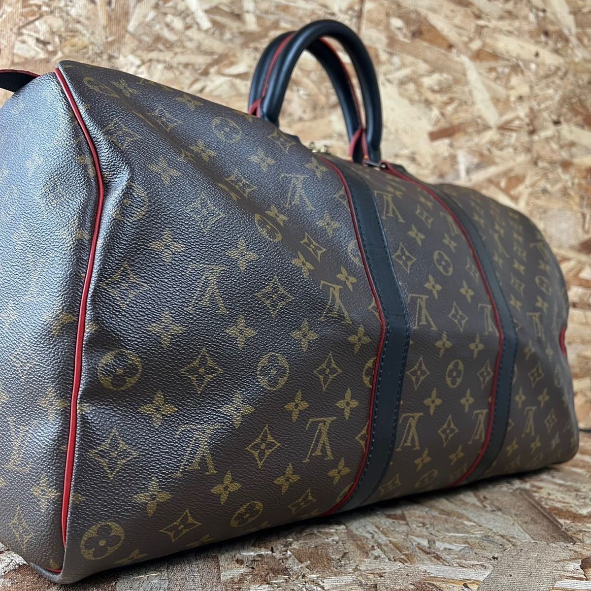 【極美品】LOUIS VUITTON ルイヴィトン　モノグラム　キーポル50 ボストンバッグ 腕掛け ブラック レザー 旅行カバン VI882_画像2