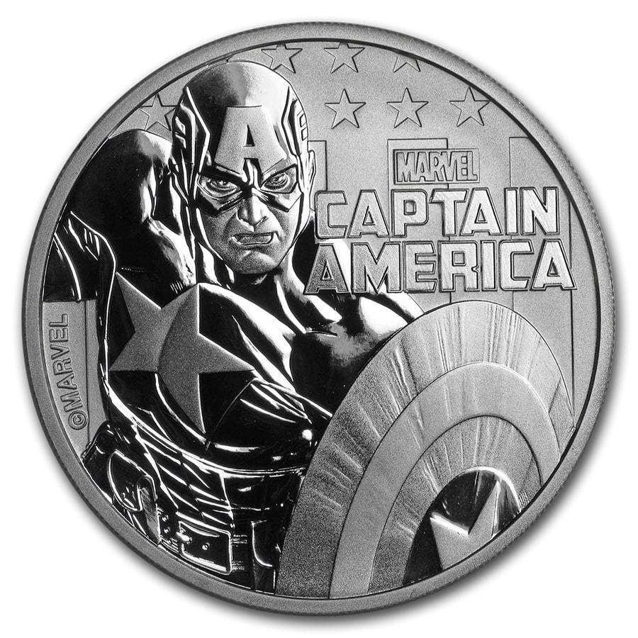 [保証書・カプセル付き] 2019年 (新品) ツバル「マーベル・キャプテン アメリカ」純銀 1オンス 銀貨