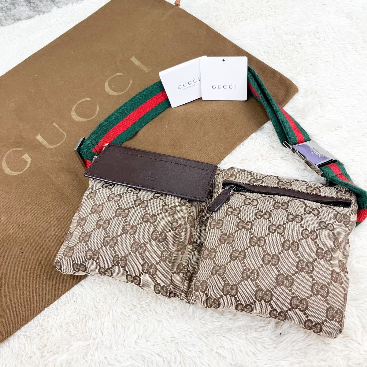 1円〜【美品】GUCCI グッチ ボディバッグ ウエストポーチ 斜めがけ