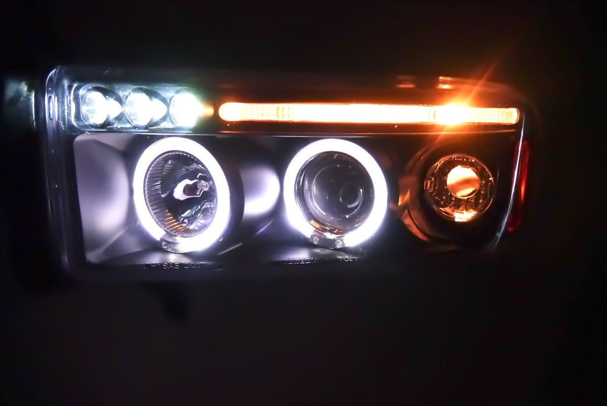 ダッジ ラム ピックアップ 1500 2500 3500 94-01y インナーブラック LED プロジェクター ヘッドライト 左右 アンバーref 日本光軸 送料無料_画像4