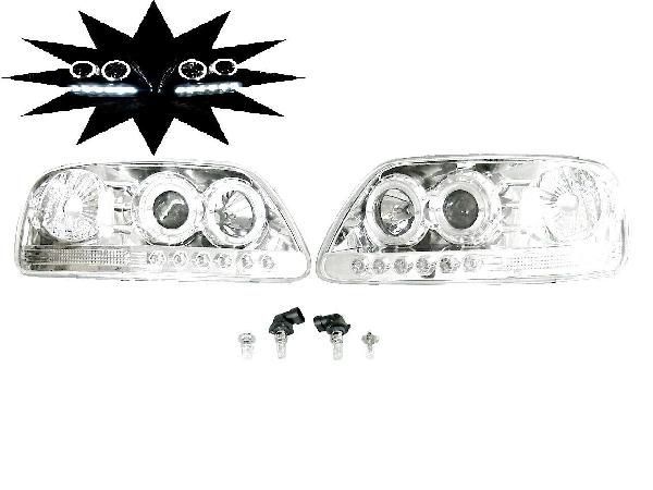 フォード エクスペディション F-150 F150 クロームメッキ LED イカリング プロジェクター ヘッドライト 左右 フロント ランプ 送料無料_画像1