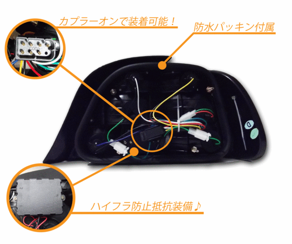 BMW 7シリーズ E38 LEDクリスタルコンビテールランプ 左右SET リフレクター内蔵 GF35 GF40 GG35 GG44 GJ50 GK50 L7 735 750 740 送料無料_画像2