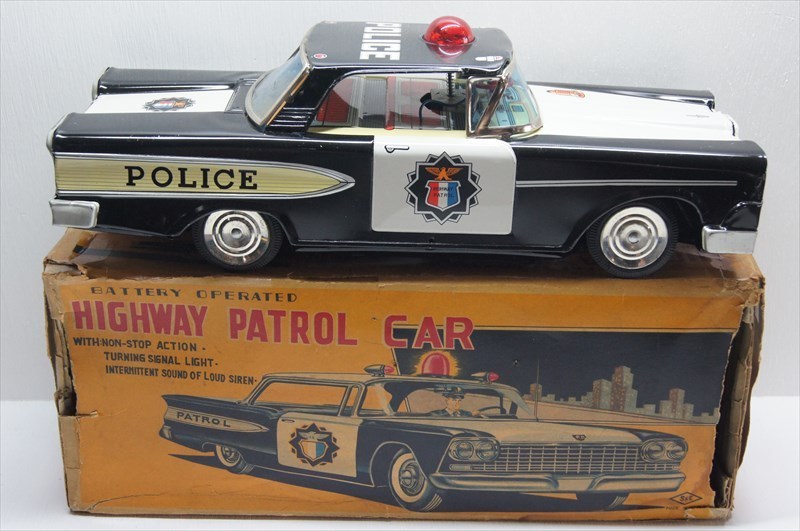 S&E HIGHWAY Patrol Car ブリキ バッテリー式 Ford Edsel ハイウェイパトロールカー 1960年代 当時物 日本製 箱付