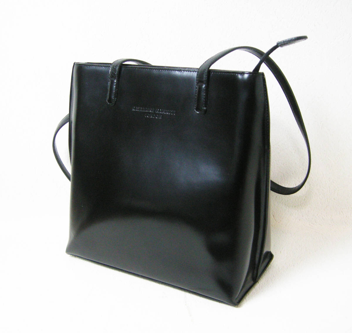 #KATHARINE HAMNETT[ Katharine Hamnett ] black leather tote bag #