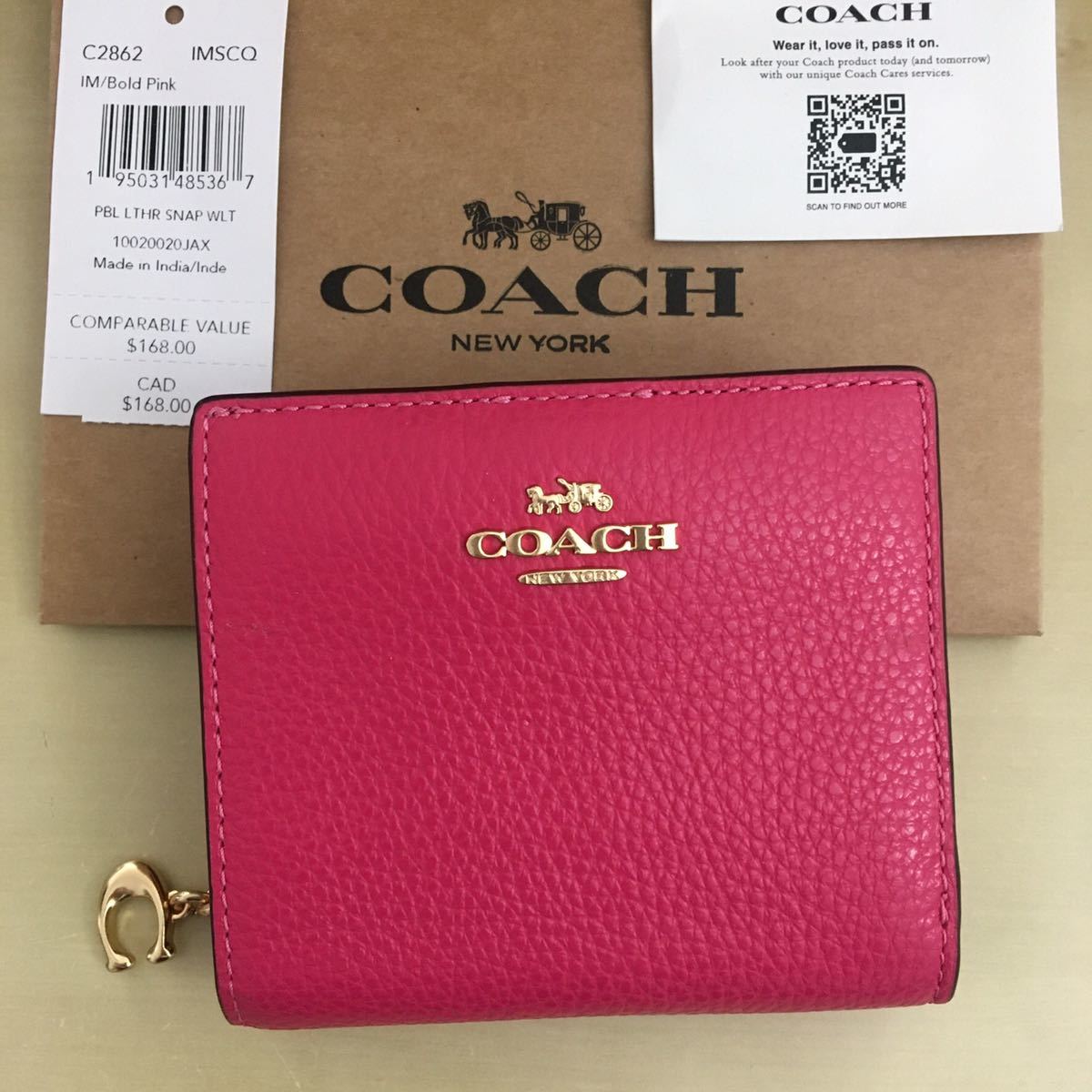 COACH コーチ 新品タグ付き 二つ折り財布 Snap Wallet C2862 ボールド
