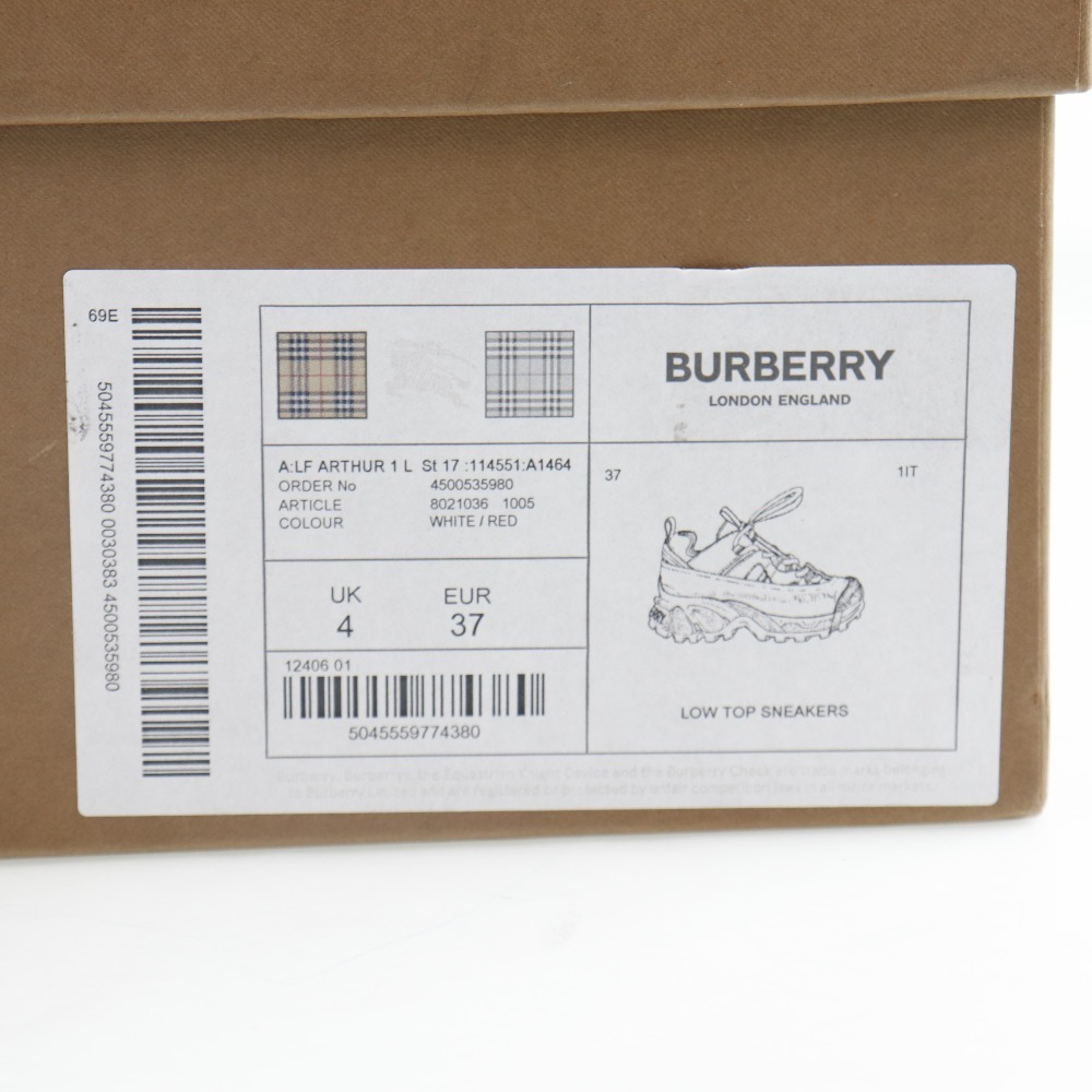 BURBERRY バーバリー LOW TOP SNEAKERS 8021036 スニーカー キャンバス 白 レディース【14300403】未使用_画像10