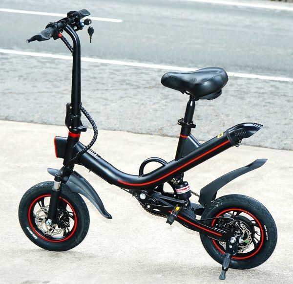  electric bike function installing! compact folding type electric bike 12 -inch model! rom and rear (before and after) disk brake * suspension adoption!!V1 black 