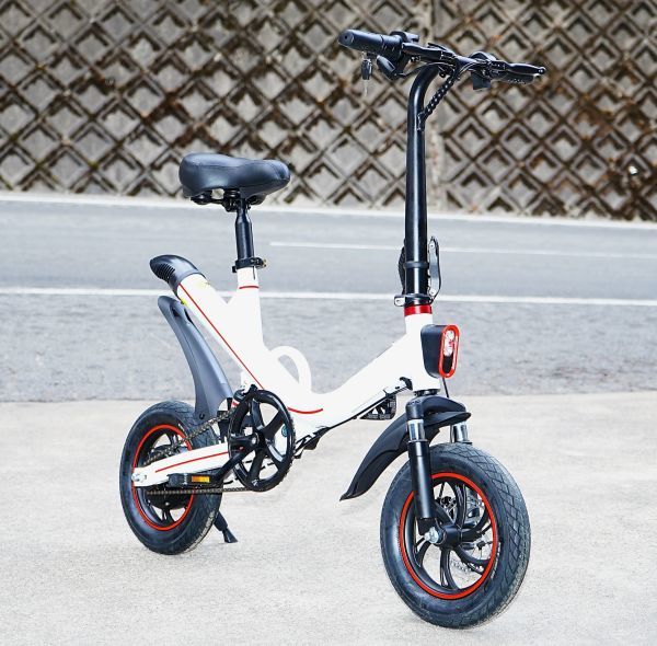  electric bike function installing! compact folding type electric bike 12 -inch model! rom and rear (before and after) disk brake * suspension adoption!V1 white 