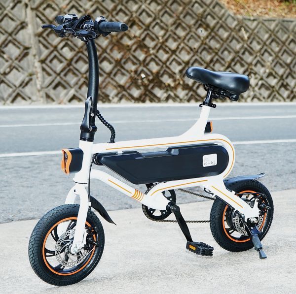  electric bike function installing! compact folding type. electric bike 12 -inch! rom and rear (before and after) disk brake * auto cruise function installing!V2 white 