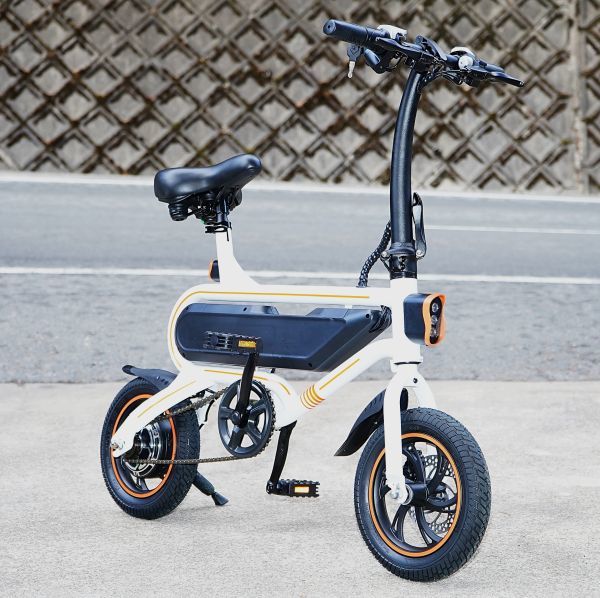  electric bike function installing! compact folding type. electric bike 12 -inch! rom and rear (before and after) disk brake * auto cruise function installing!V2 white 