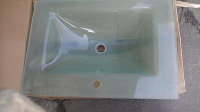 2A【棚2811112(11)有】強化ガラス製透明洗面用シンク 超高級 750m/m全巾 新品未使用 処分