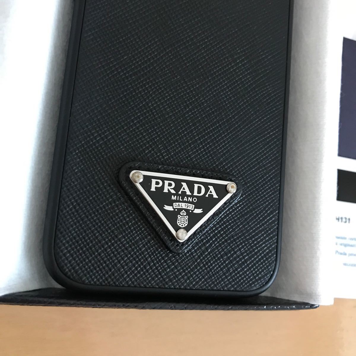 極美品　PRADA プラダ　iPhone12mini スマホケース　iPhoneケース　カバー　黒　トライアングルロゴ