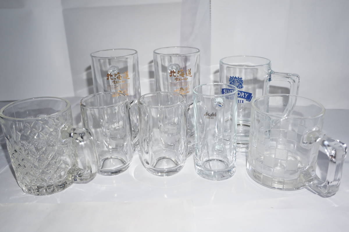  beer jug small middle jug various 8 piece Asahi Suntory Hokkaido glass whisky glass 