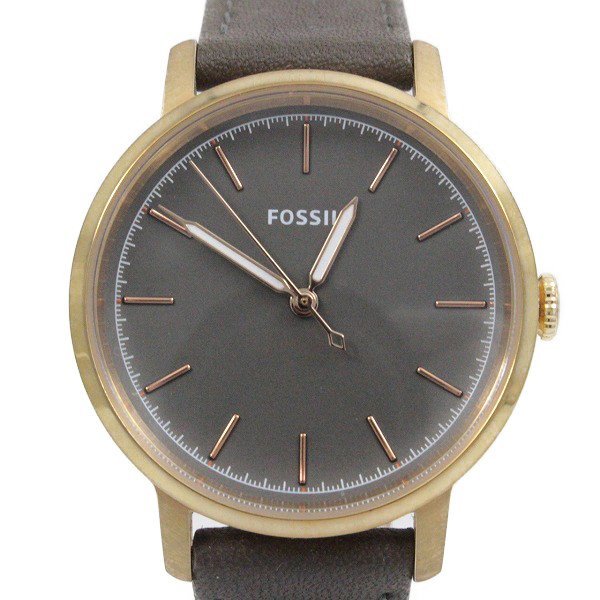 FOSSIL フォッシル クォーツ レディース 腕時計 ピンクゴールドGP グレー文字盤 純正革ベルト ES4339【いおき質店】_画像1