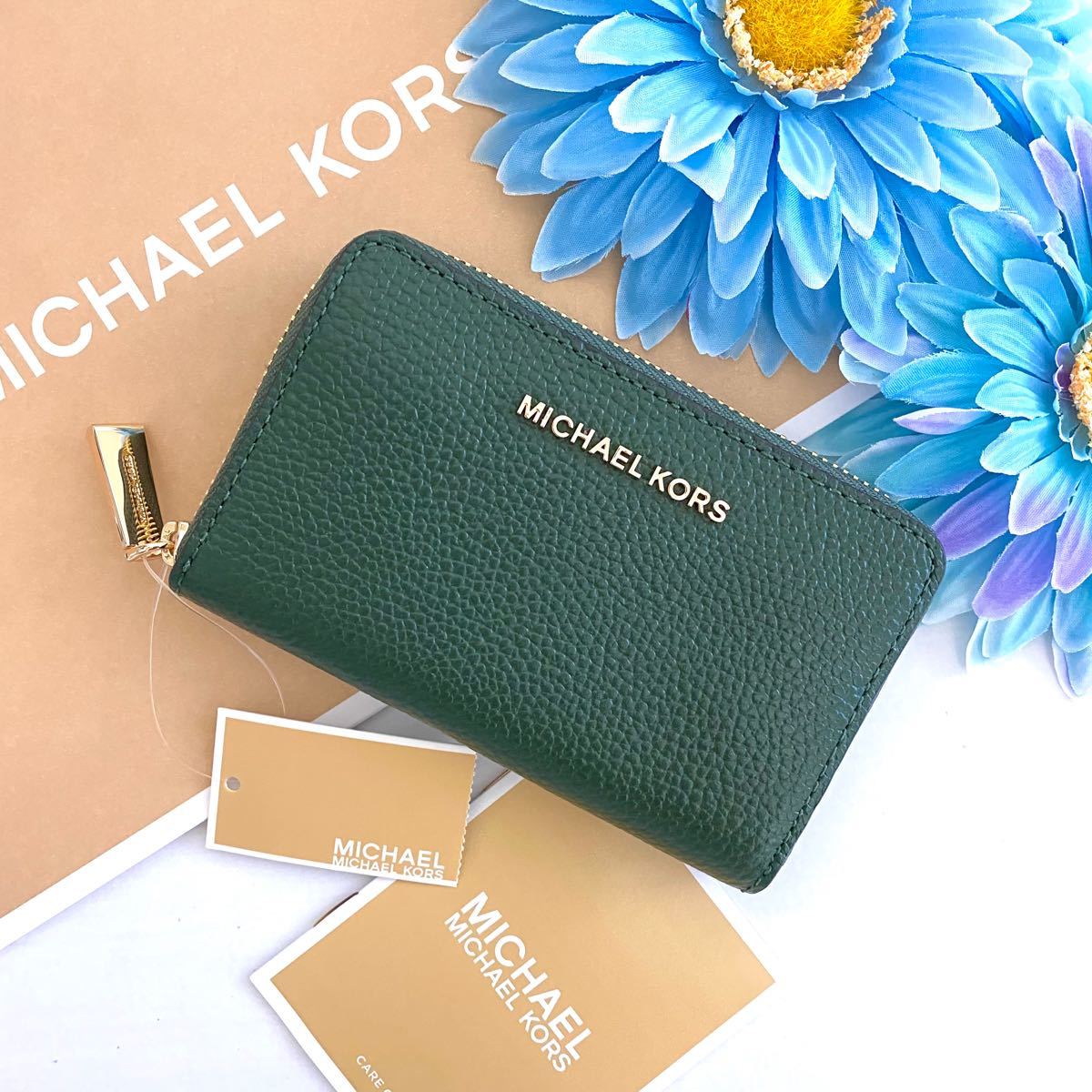 新品☆MICHAEL KORS イエロー シグネチャー レザー 折り財布 - 折り財布