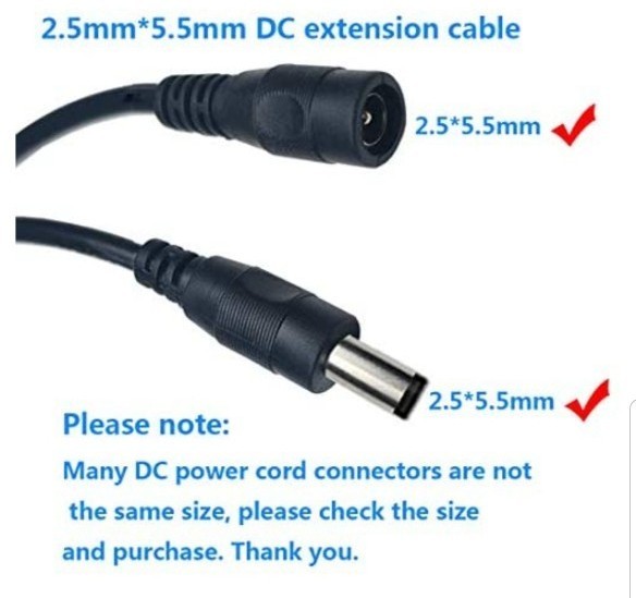 DC延長ケーブル 2本セット 5.5×2.1 & 5.5×2.5 長さ5m