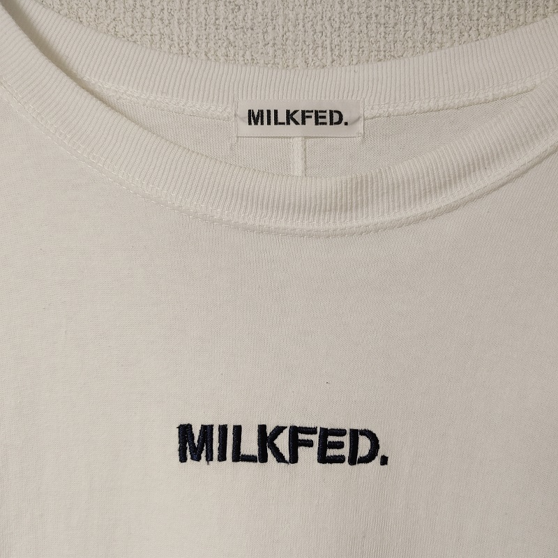 MILKFED.★F 白★半袖 ゆるだぼ バック ポケット ワンピ 可愛い ゆったり 大きめ ゆるダボ ワンピース ミルクフェド チュニック スウェット