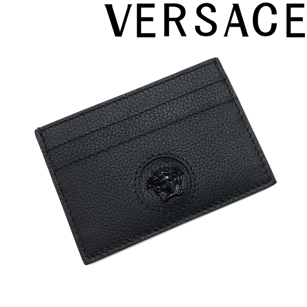 VERSACE ヴェルサーチェ ベルサーチ カードケース ブランド メドゥーサ 型押しレザー ブラック DP3I057-DVIT2T-K41NV