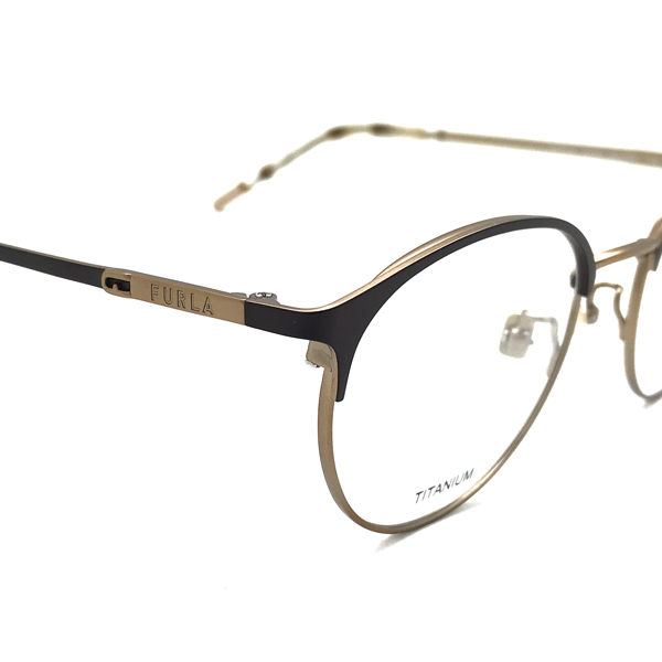 FURLA Furla glasses frame brand semi mat dark Gold × mat dark brown glasses frame glasses VFU-613J-0326