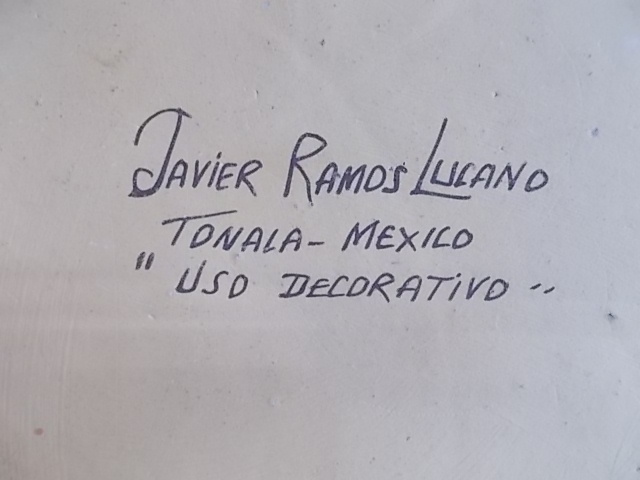 Javier Ramos Lucano作 絵皿 飾り皿 メキシコ トナラ フォークロア Tequila 皿 直径32.5cm ディスプレイ_画像6