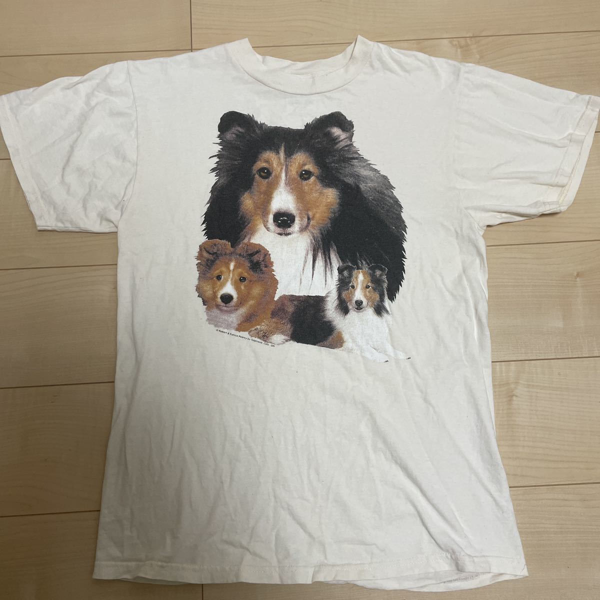 極美品　ビンテージ　90年代　犬　Tシャツ コリー　シェルティ　動物90's USA製 DOG FACE VINTAGE TEE ドッグ フェイス アート プリント_画像1