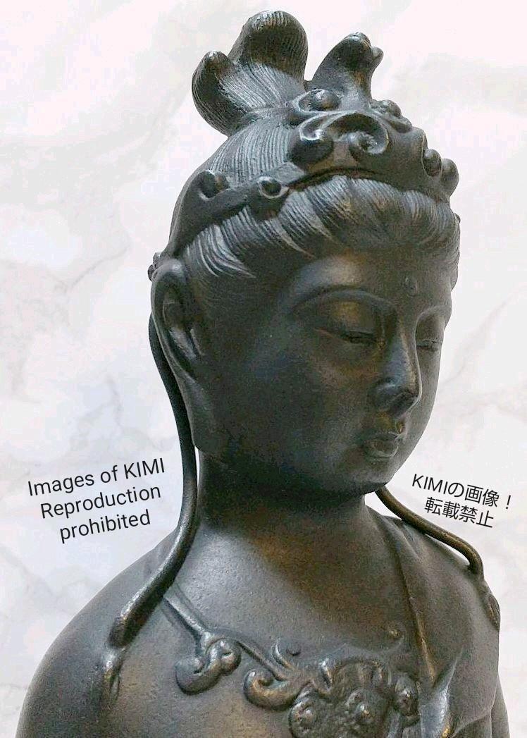 美しい聖観音菩薩像　銅製　全長38.5cm 重量約3.2kg 仏教美術　仏像 Buddhist Art bronze statue Holy Avalokitesvara Bodhisattva_画像4