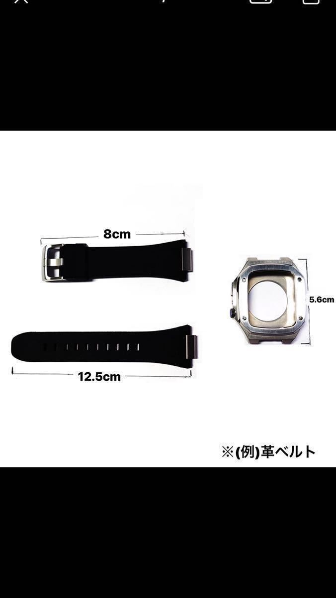 Apple Watch アップルウォッチ 44mm バンドケース フレームストラップ ゴールデンコンセプト golden concept好きに レザーブラックゴールド_画像2