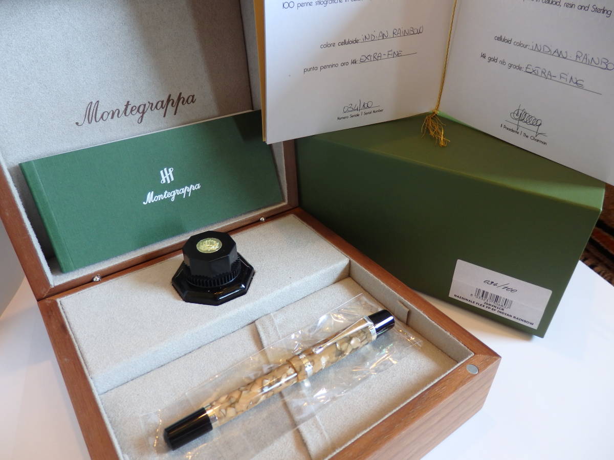 *[ new goods * unused ] Montegrappa naji owner -re* Indian rainbow u fountain pen pen .:14K585 solid Gold * Flex EF