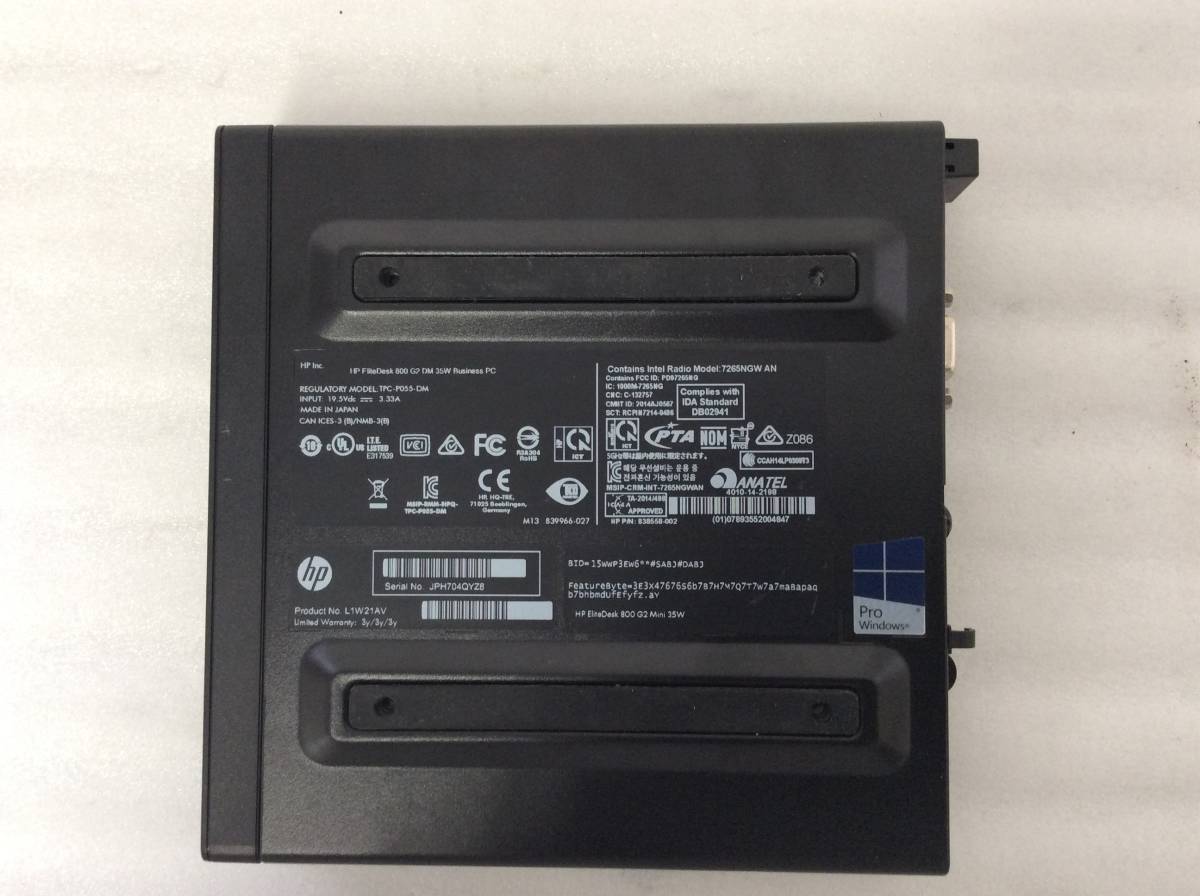 【大M0513004】【ジャンク品】【業者様注目品】HP EliteDesk 800 G2 DM 35W 【デスクトップ】_画像5