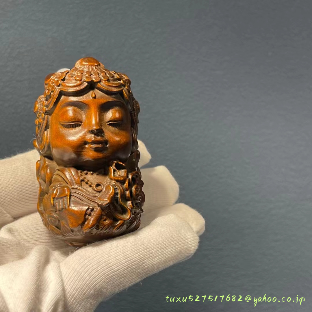 極上品 緑度母 仏教工芸品 細工精彫 根付 菩薩 仏像 彫刻 木彫り 緑度母天珠_画像1