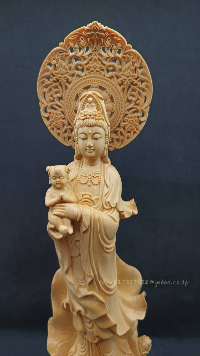 勢至菩薩 仏像 木彫 美術品 檜木 彫刻 極上彫 仏教工芸品-