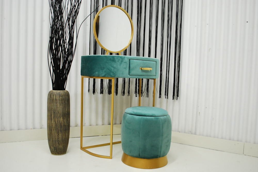  fixed amount * outlet * new commodity * unused * free shipping *. series dresser * stool attaching * velour * luxury elegant modern * green Gold half jpy 