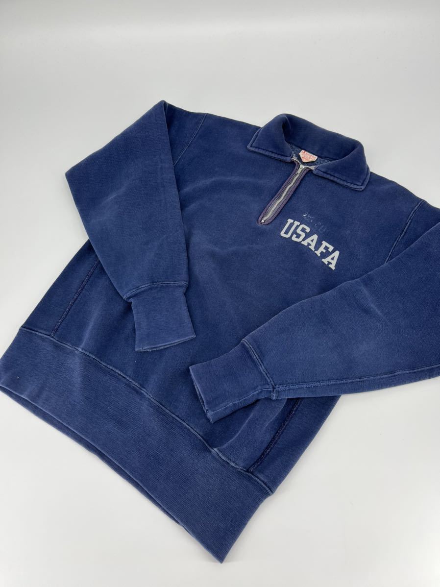 希少/美品/ビンテージ 70s/champion/USAFA ハーフジップ スウェット /ネイビー/M/チャンピオン us navy トレーナー reverse weave_画像1