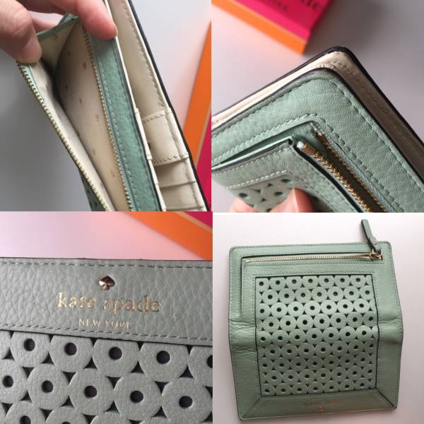 ケイトスペード☆淡いグリーンの長財布1ヶ月使用の美品 箱付き_画像3