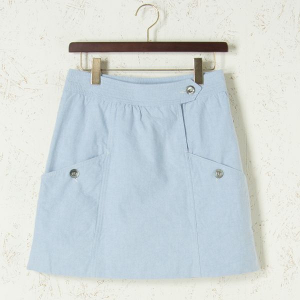 美品 APC スカート コットン シンプル 台形 ライトブルー/水色 36 w0037-05-004_画像1