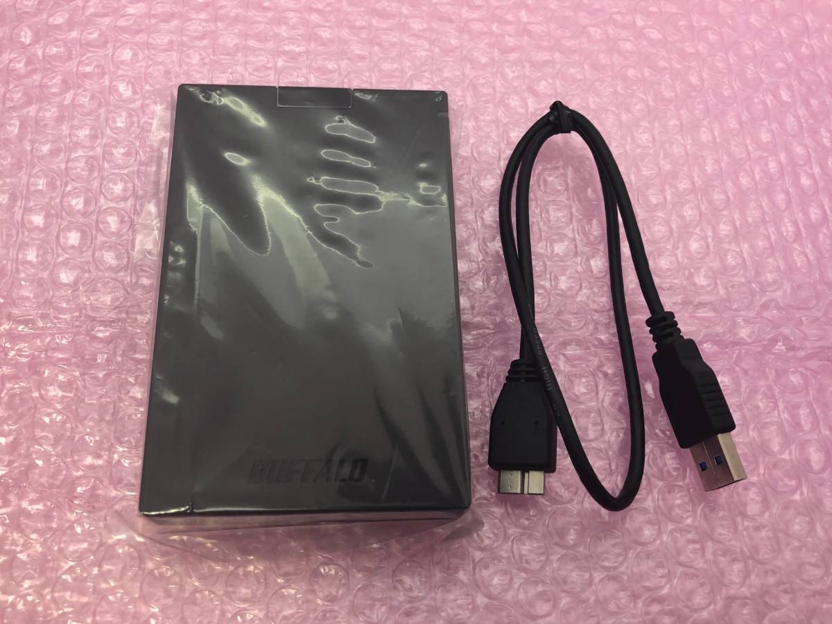 ★送料無料★美品★　【BUFFALO　ポータブルHDD　2TB　ブラック】　PC/ テレビ録画/ PS5対応　USB3.1(Gen1)/3.0　衝撃吸収設計　外付けHDD