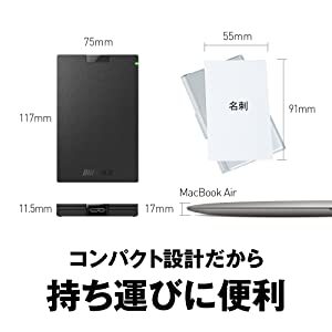 ★★送料無料★★ 美品【 BUFFALO　ポータブル 外付けSSD　960GB　ブラック 】高速/耐振動/耐衝撃　PS5/USB3.1(Gen1)対応　コンパクト/小型