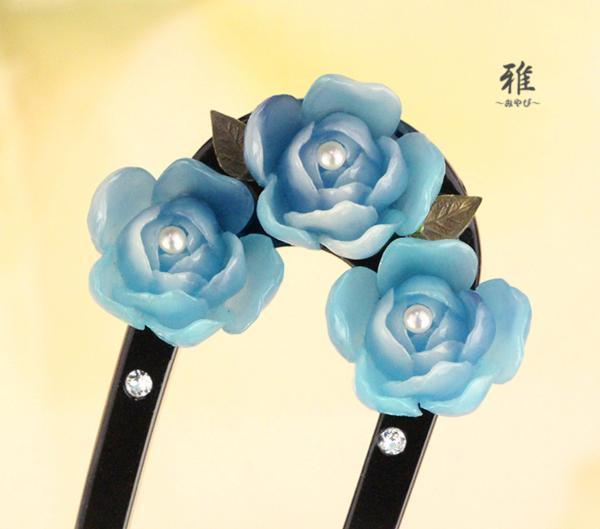 [.] kind color.o0 beautiful . flower .book@ pearl ornamental hairpin blue 