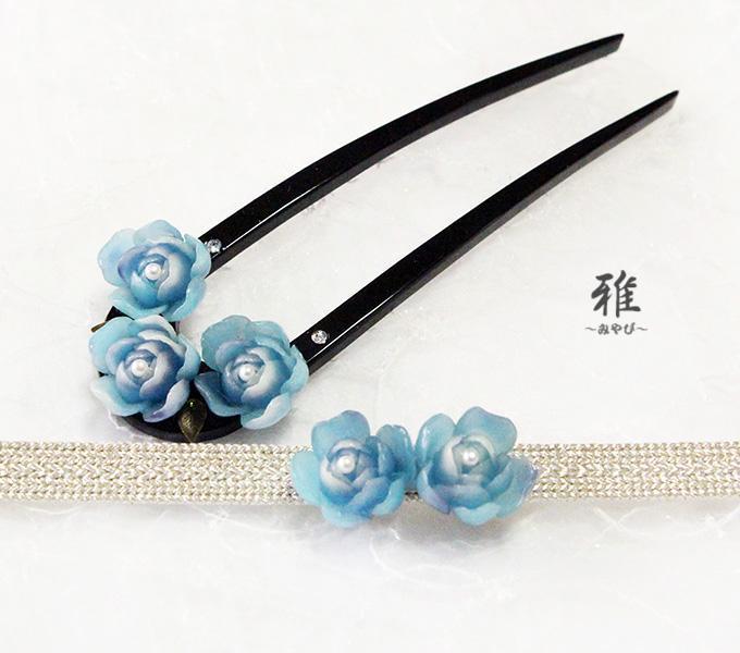 [.] kind color.o0 beautiful . flower .book@ pearl ornamental hairpin blue 
