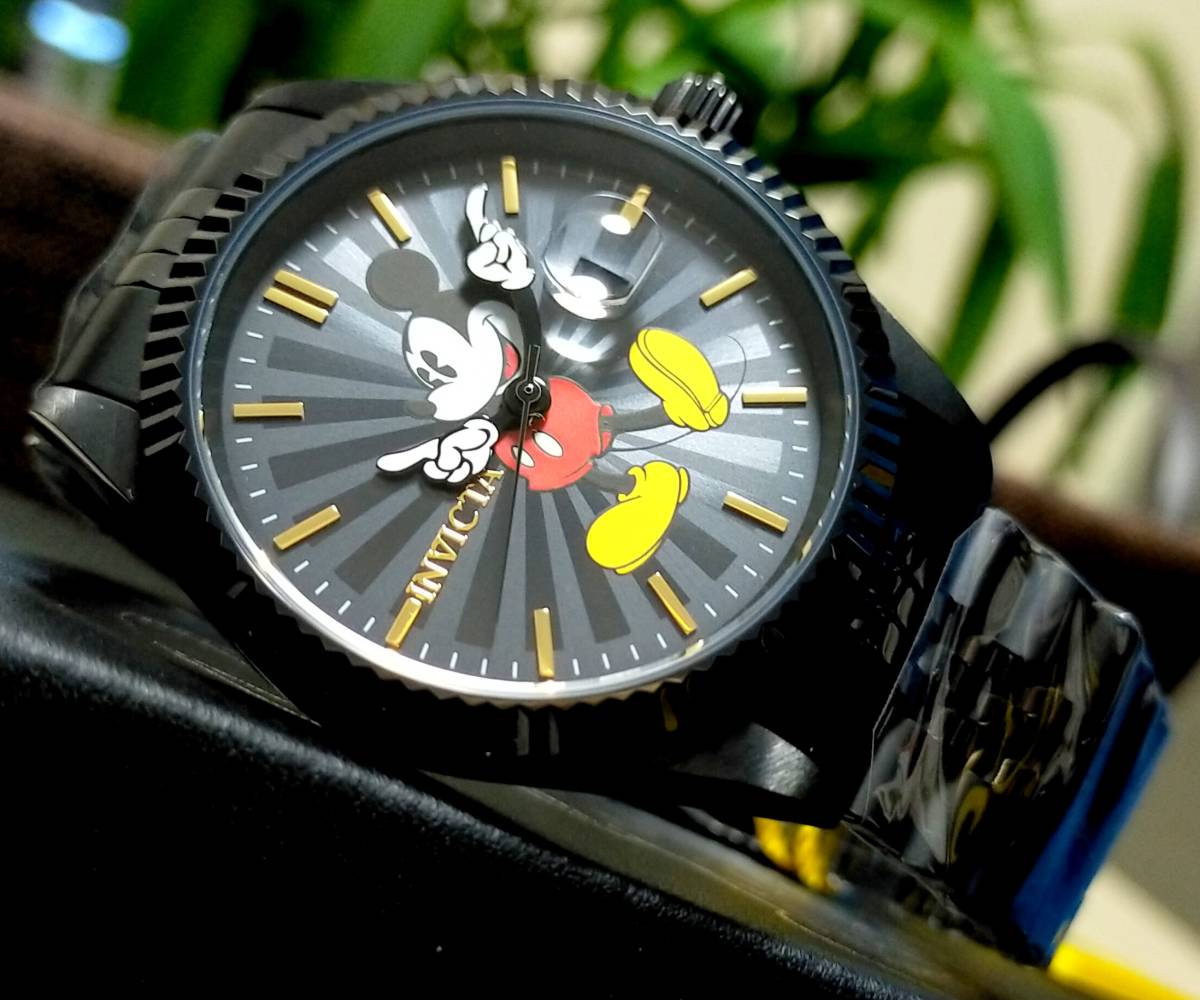 【新品】$595 INVICTA インビクタ 高級腕時計 DISNEY ミッキー ブラック デイトジャスト 世界限定 3000個 日本未発売！の画像6