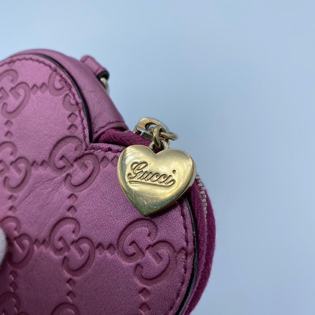 グッチ GUCCI シマ ハート型 コインケース 小銭入れ パープル グッチ GUCCI シマ ハート型 コインケース 小銭入れ パープル