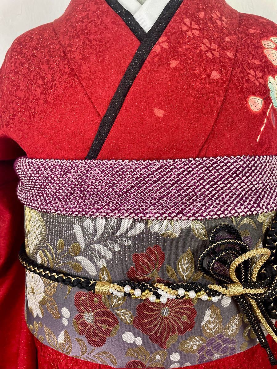 驚きの価格が実現!】 ◇振袖5点セット◇エンジ 辻ヶ花 - 着物 ...