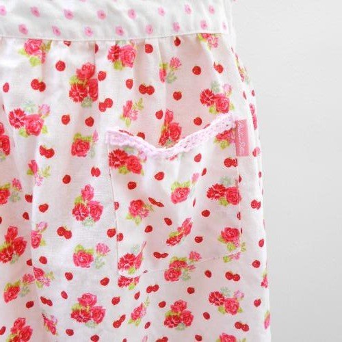 クリエイティブヨーコ マザーグースの森 エプロン ピンク 花柄フリル 付き_画像3