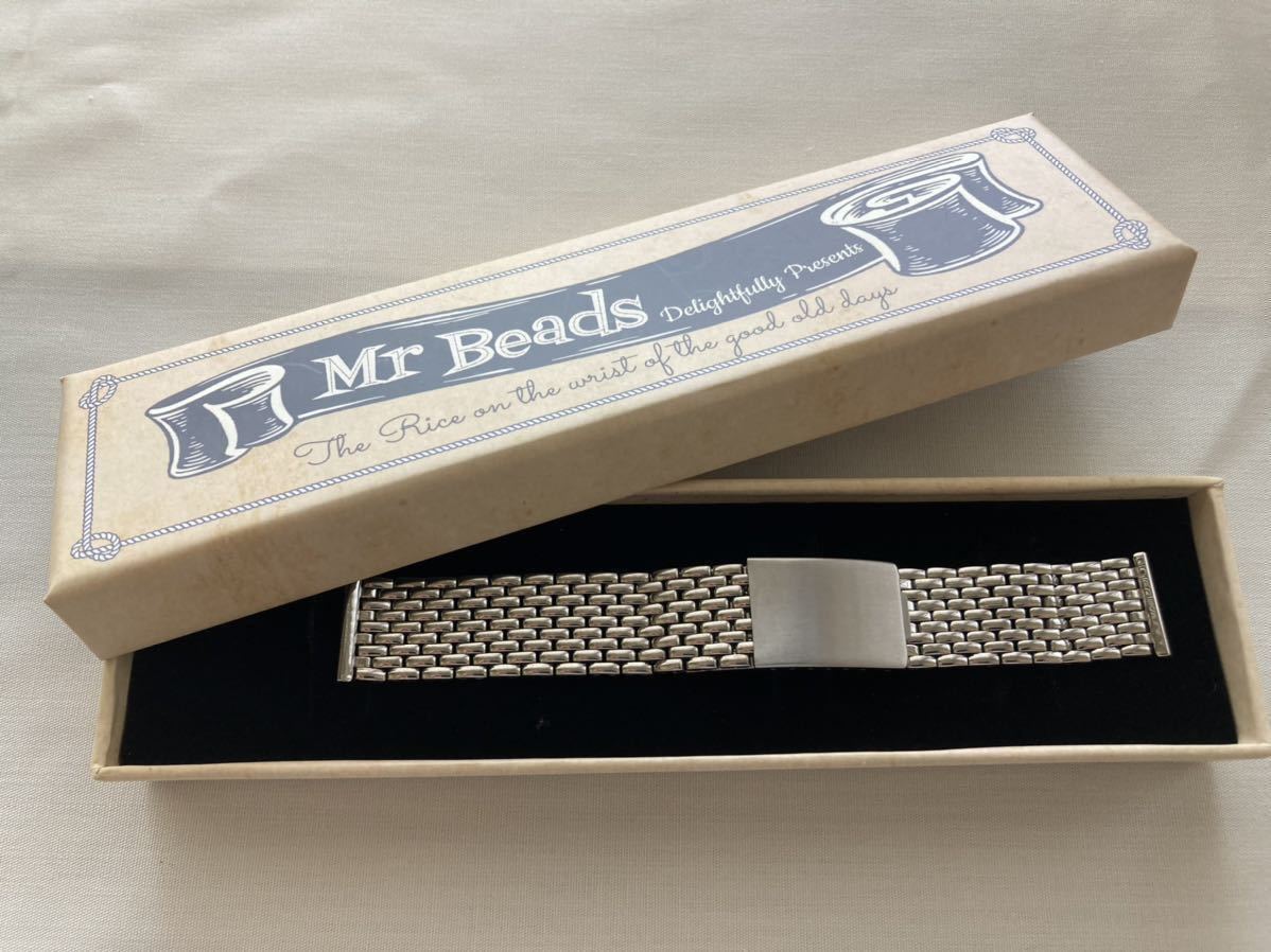 ヴィンテージ　9連ライスブレス 19㎜　Mr Beads 時計ベルト　ステンレススチール
