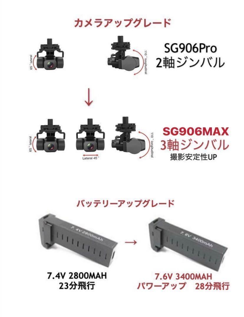 バッテリー2本 SG906MAX 2021最新仕様360°全方位障害回避 4K画質3軸ジンバルカメラ ブラシレス ドローン GPS搭載 折りたたみDJI Spark対抗