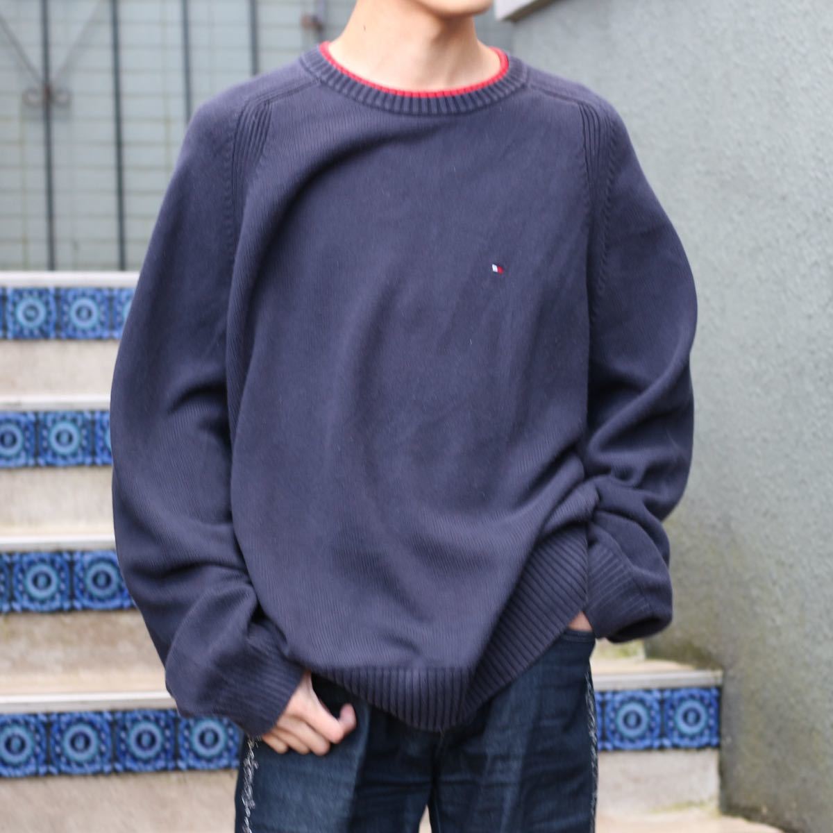 最低価格の USA KNIT/アメリカ古着トミーヒルフィガーロゴニット LOGO