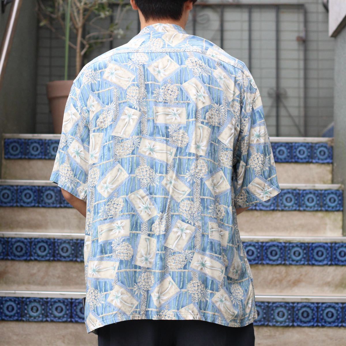 USA VINTAGE pierre cardin HALF SLEEVE PINEAPPLE PATTERNED SHIRT/アメリカ古着ピエールカルダン半袖パイナップル柄シャツ_画像3