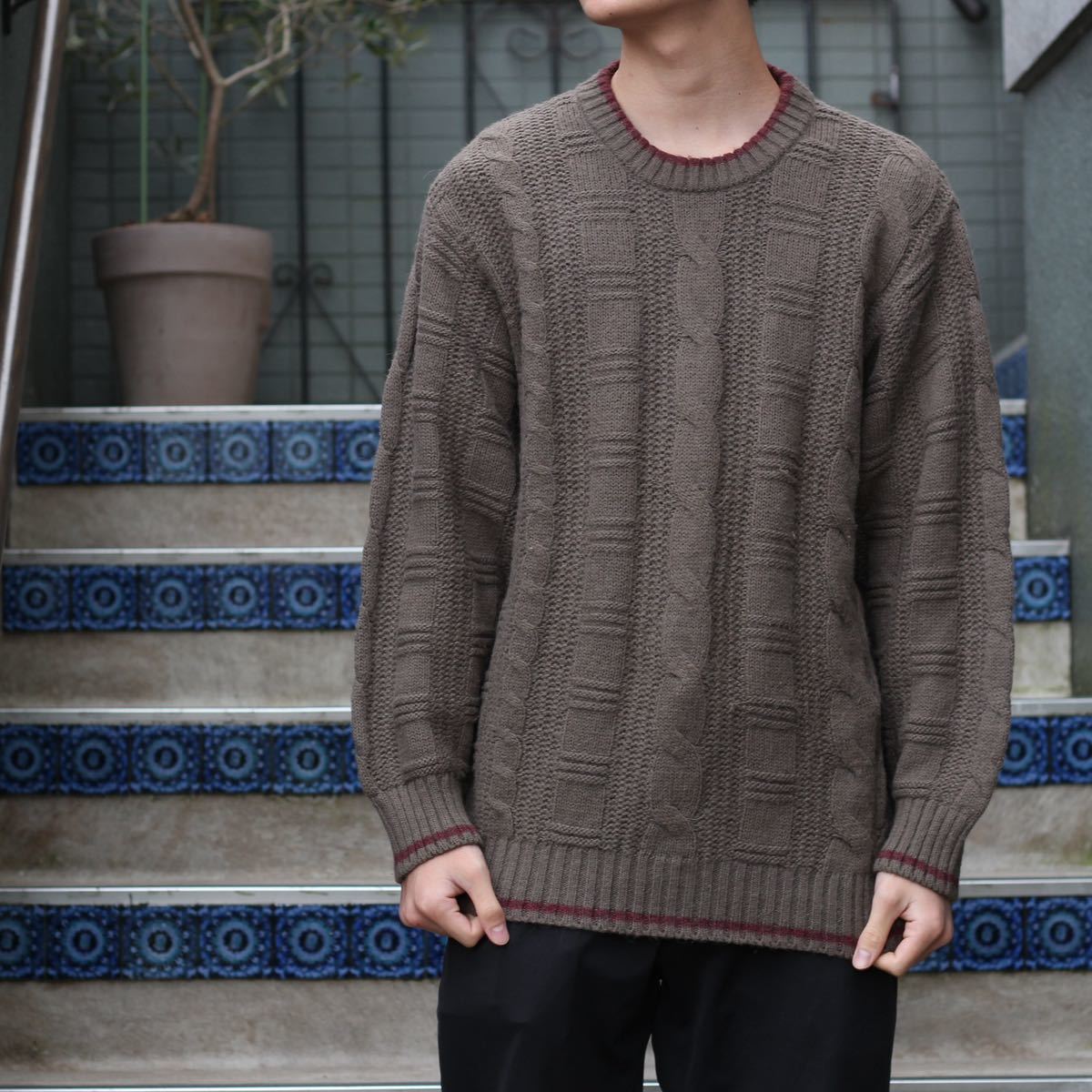 超大特価 EU ITALY/ヨーロッパ古着アルパカ混ニット IN MADE KNIT MIX
