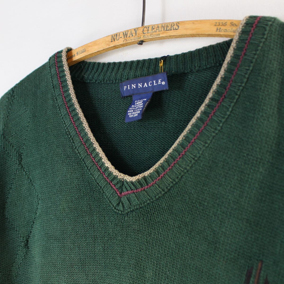 USA VINTAGE GOLF EMBROIDERY V NECK KNIT/アメリカ古着ゴルフ刺繍Vネックニット_画像6