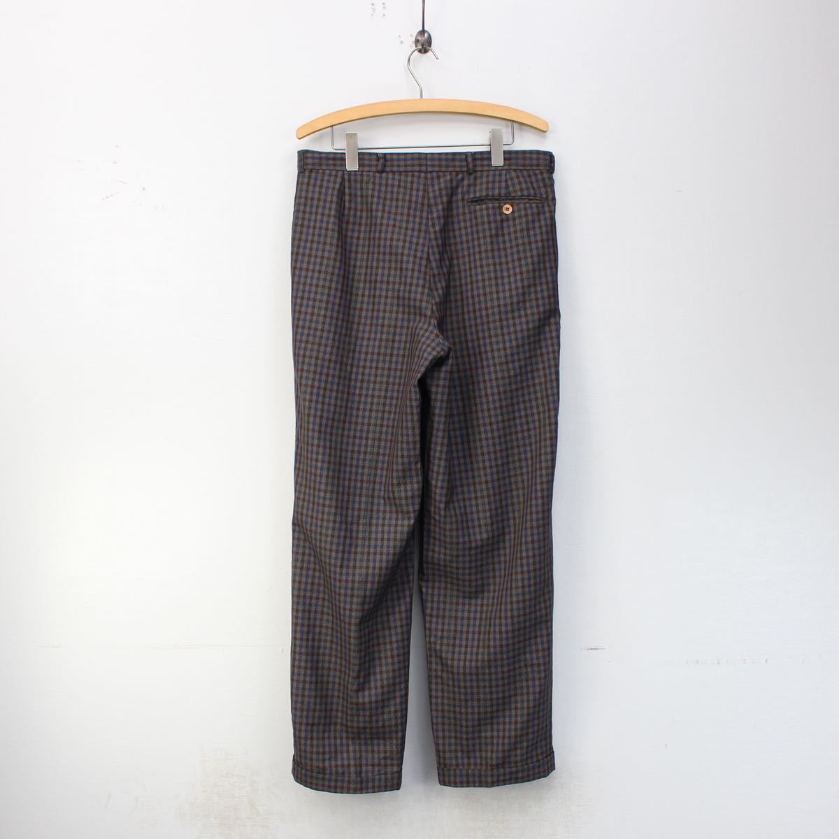 EU VINTAGE CHECK PATTERNED SLACKS PANTS/ヨーロッパ古着チェック柄スラックスパンツ